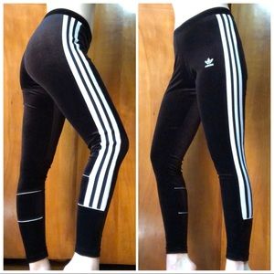 Black velvet Adidas Originals leggings sz S